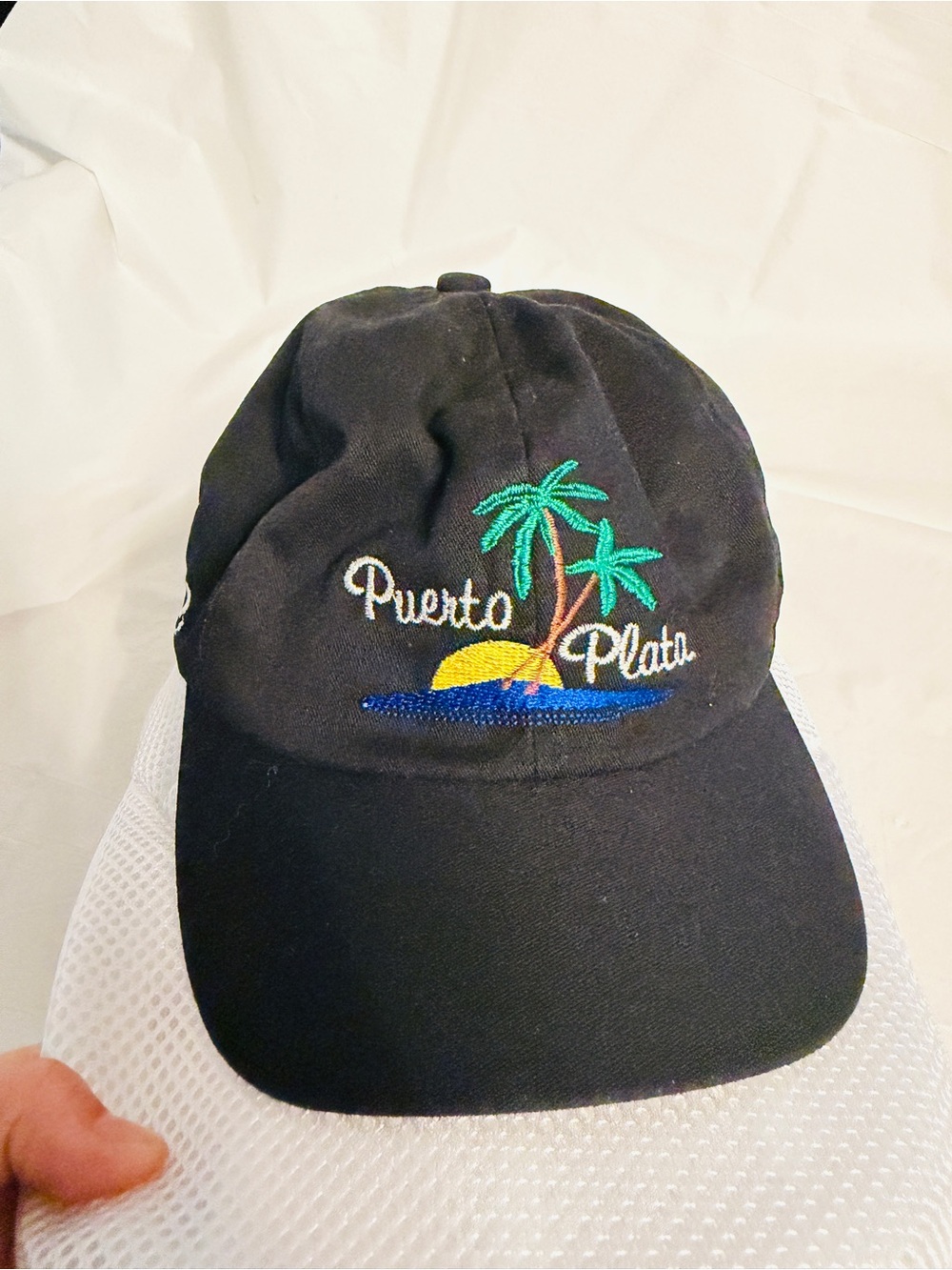 Puerto Plata Dominican Republic Hat Black Embroidered Palm Tree Beach Cap RD